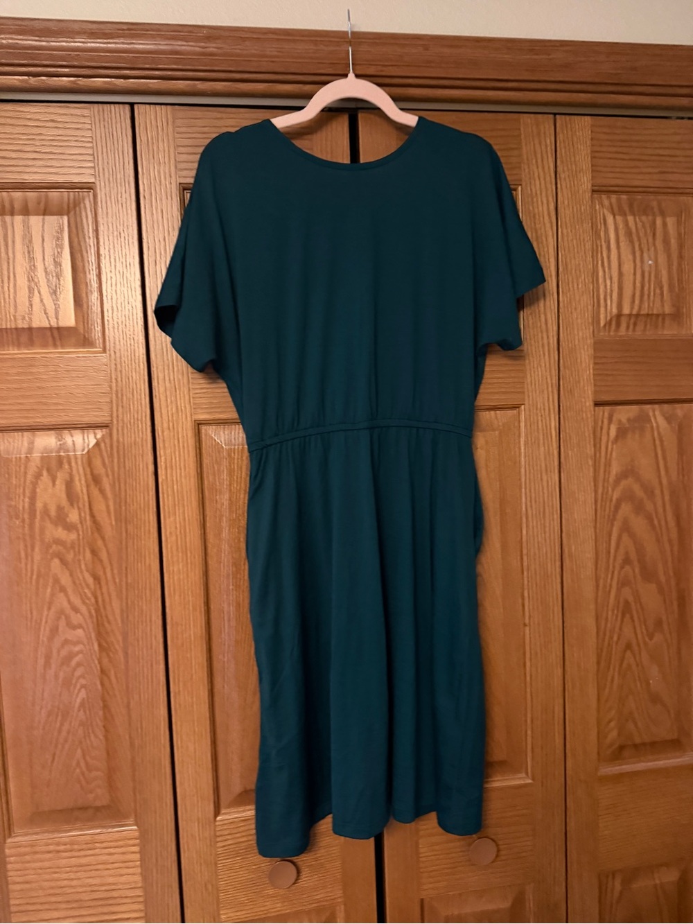 Wool& Brooklyn reversible wrap dress, medium long in pine - Picture 2 of 3